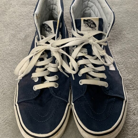 Navy Blue and White Hi-Top Vans. Size 9 Men. - Picture 3 of 8